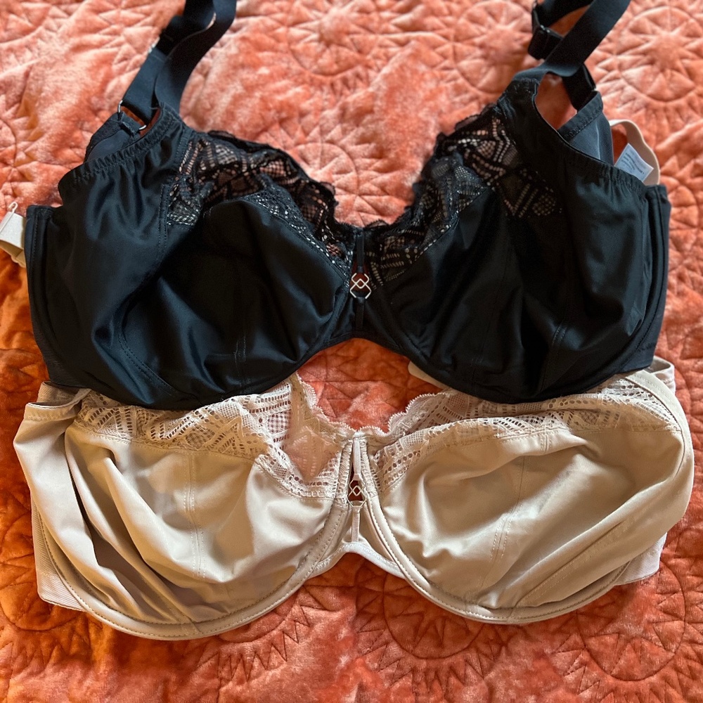 2 Count Elomi Lydia Underwire Bandless Bras  (Black and Sahara)